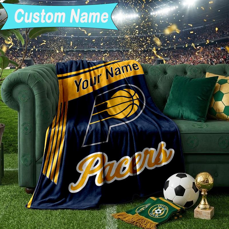 Custom Name Blanket Pacers Basketball Team Blanket Bedding Blanket for Travel, Camping, Living Rooms, Offices, Sofas, Fan Christmas gift