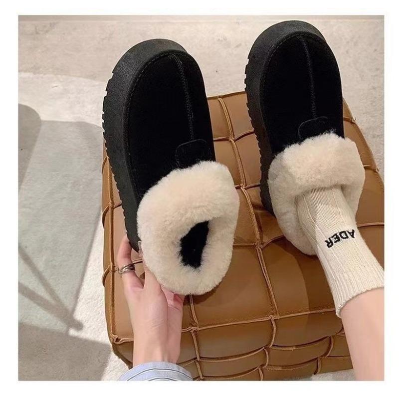 Zimní sněhule s tlustou podrážkou dámské nové sametové zateplené velké bavlněné boty s jednou nohou na chlebu chmýří boty