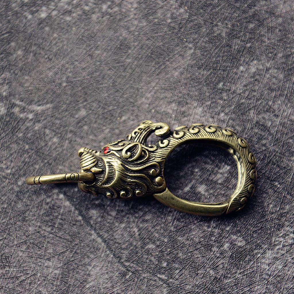 Carved Loong Keychains For Keys Or Small Items for Kids Teens Adults Portable and Versatile Metal Keyrings Brass
