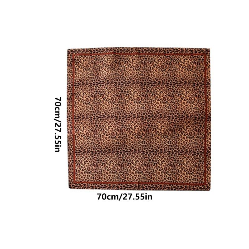 Animal Print Square Scarf Smooth Fabric Neck Head Accessory, 70cm/27.6inch Neckerchief for Outfit Styling Looks