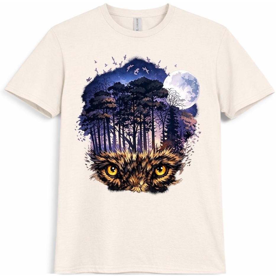 Owl T-Shirt Wildlife Graphic Tee Nature Bird Animal Lover Forest Gift Top S