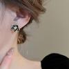 Elegant French Retro Drip Oil Zircon Faux Pearl Flower Sterling Silver Stud Earrings for Women