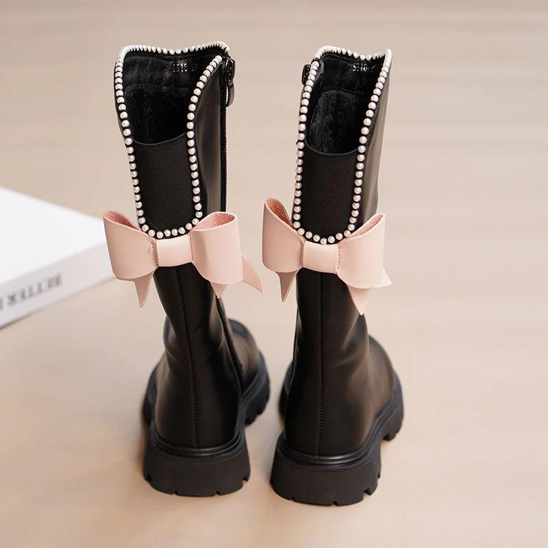 

Девичьи высокие кожаные ботинки на шнуровке с флисовой подкладкой - Коллекция Осень/Зима 2025 Default Option