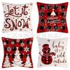 New Model Snowman Print Linen Super Soft Christmas Theme Sofa Pillow Cover Cushion Cover
