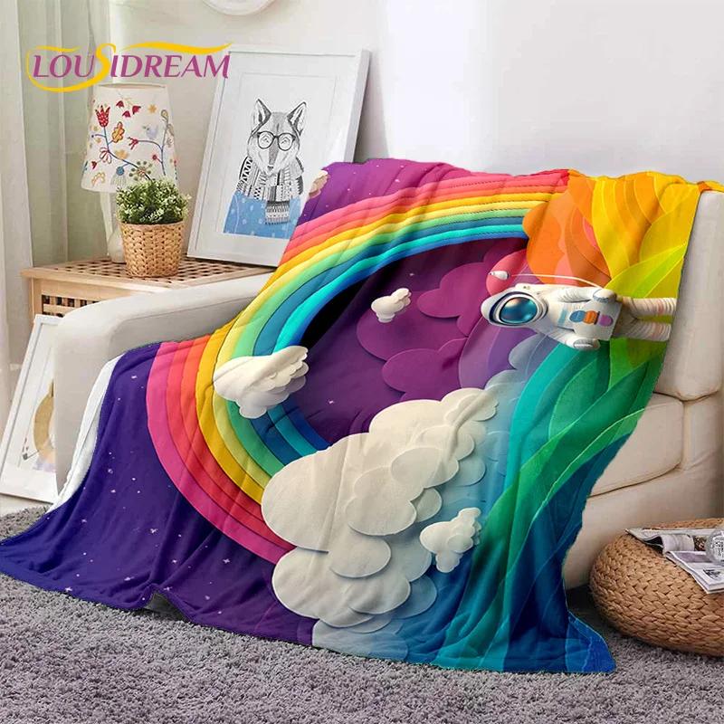 Rainbow Colour Illusion Cartoon Soft Flannel Blanket for Beds Bedroom Sofa Picnic,Throw Blanket for Cover Outdoor Leisure Gift