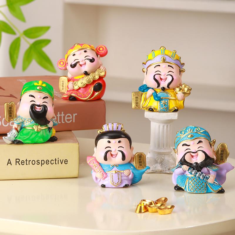 Five Fortune Gods Figurine for Office or Home Decor, Perfect for Entrances, TV Cabinets, Shop Openings, and Housewarming Gifts
