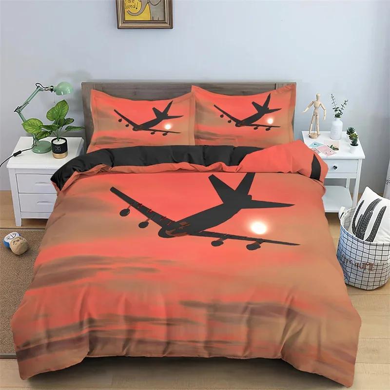 3D Airplane Printed Bedding Set Kids Adults 2/3pcs Duvet Cover With Pillowcase Comforter Bedding Quilt Cover Luxury Bedding Set