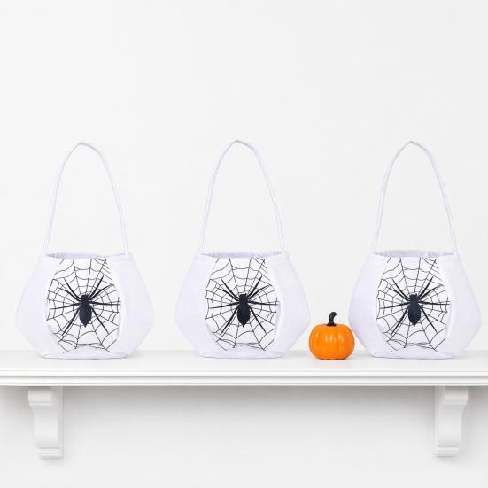 Huaqianguhh Cute Halloween Treat or Trick Bag with Handle for Kids, Reusable Non Woven Candy Goodie Bag, Soft Handbag Basket Party Favors