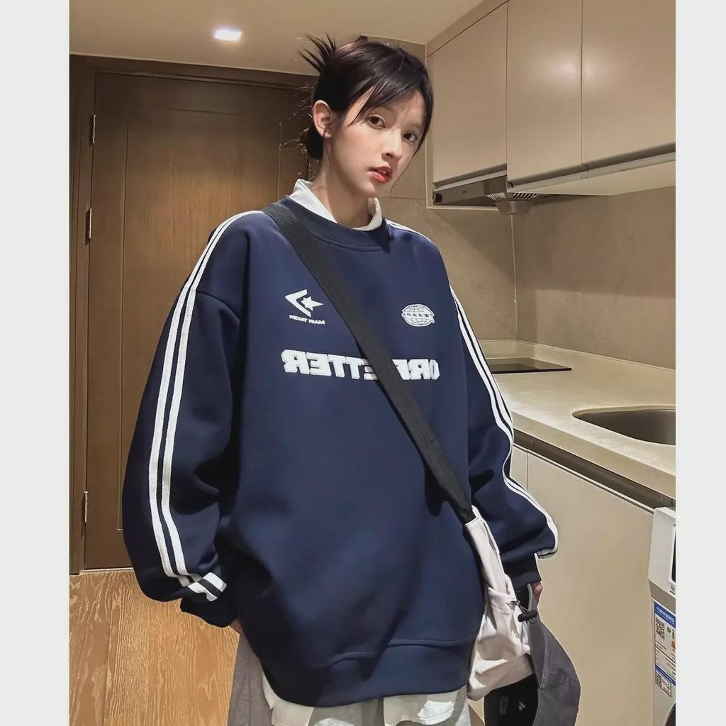 2024 Damen Amerikanischer Stil Lockerer Schnitt Rundhals Paar-Pullover - Frühling/Herbst