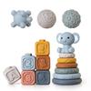 Soft Rubber Baby Hand-Grip Ball, Building Blocks & Stacking Rings Toy Set