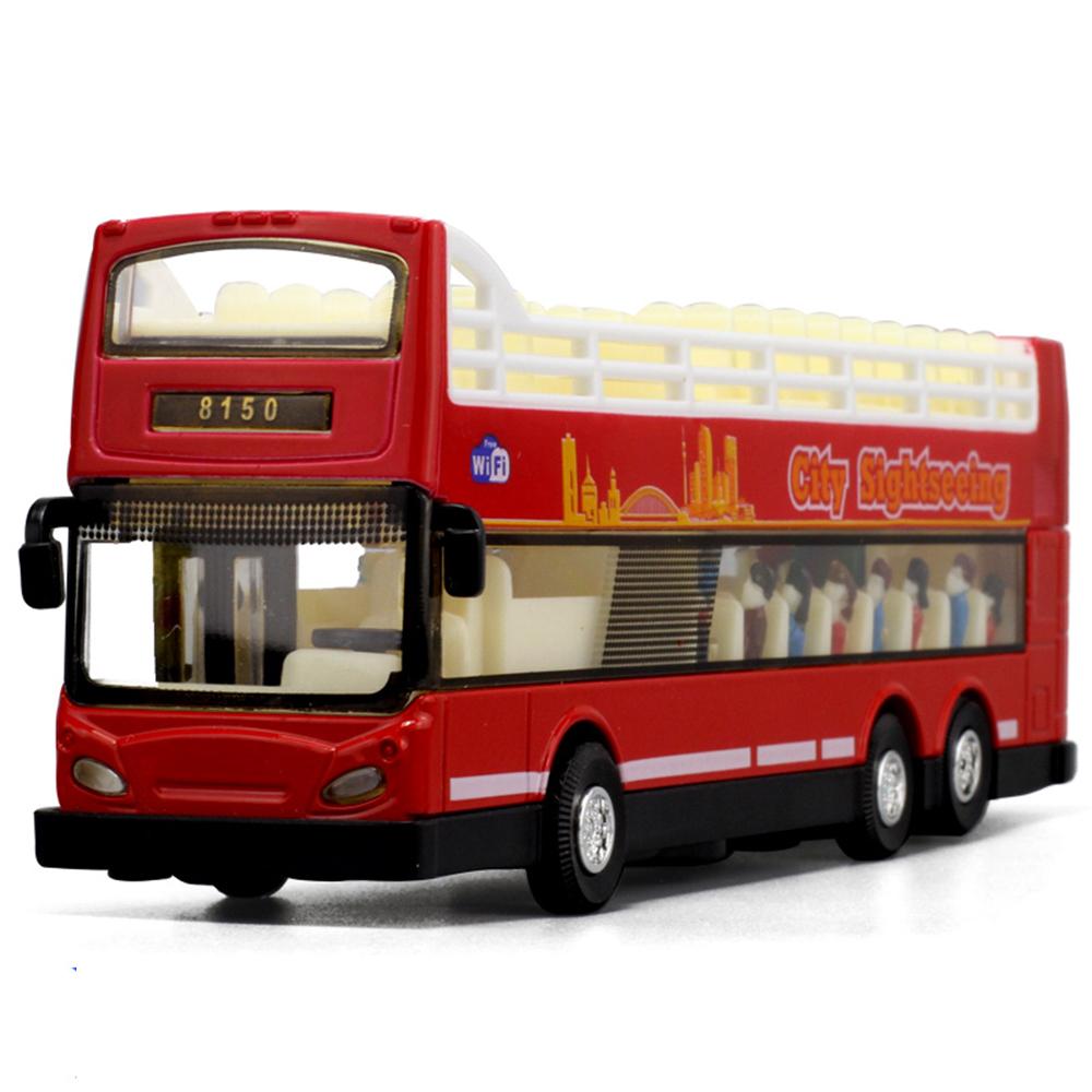 Autobuz din aliaj, autobuz cu două etaje, mașini muzicale cu sunet și lumină, jucării