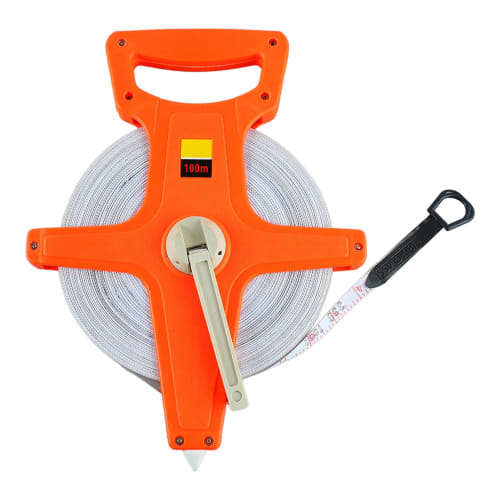 Open Reel Measuring Tape, 328 Feet, 100 Meters, Fiberglass Tape Measure, Retractable Folding Long Tape with Hand Crank - Open Tape Measure for Track a