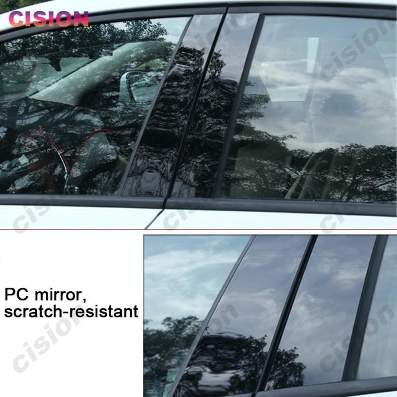 Chrome Black Carbon Fiber Car Door Center B C Pillar Post Cover Trim For Geely EX2 Window Middle Column PC Mirror Effect Sticker