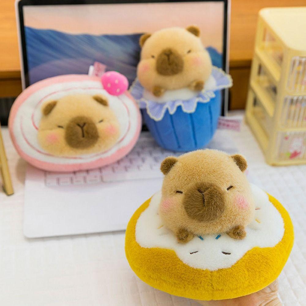 Mini Plush Capybara Plush Toy Fluffy Dessert Capybara Doll Dessert Capybara Plush Toy  Room Decor