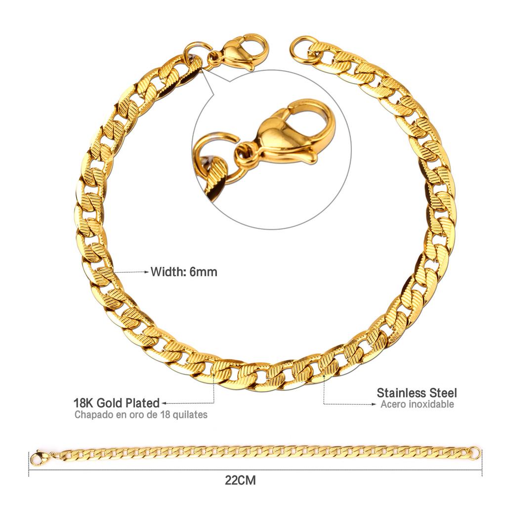 Jewelry plain chain inner horizontal pattern bracelet fashionable personality trend versatile gold chain stainless steel chain bracelet
