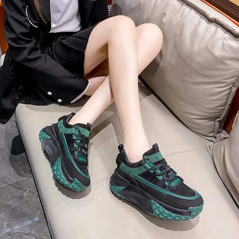 Patchwork Woman Sneakers Trendy Luxury Ladies Footwear Chunky Cushioned Vulcanized Shoes Famous