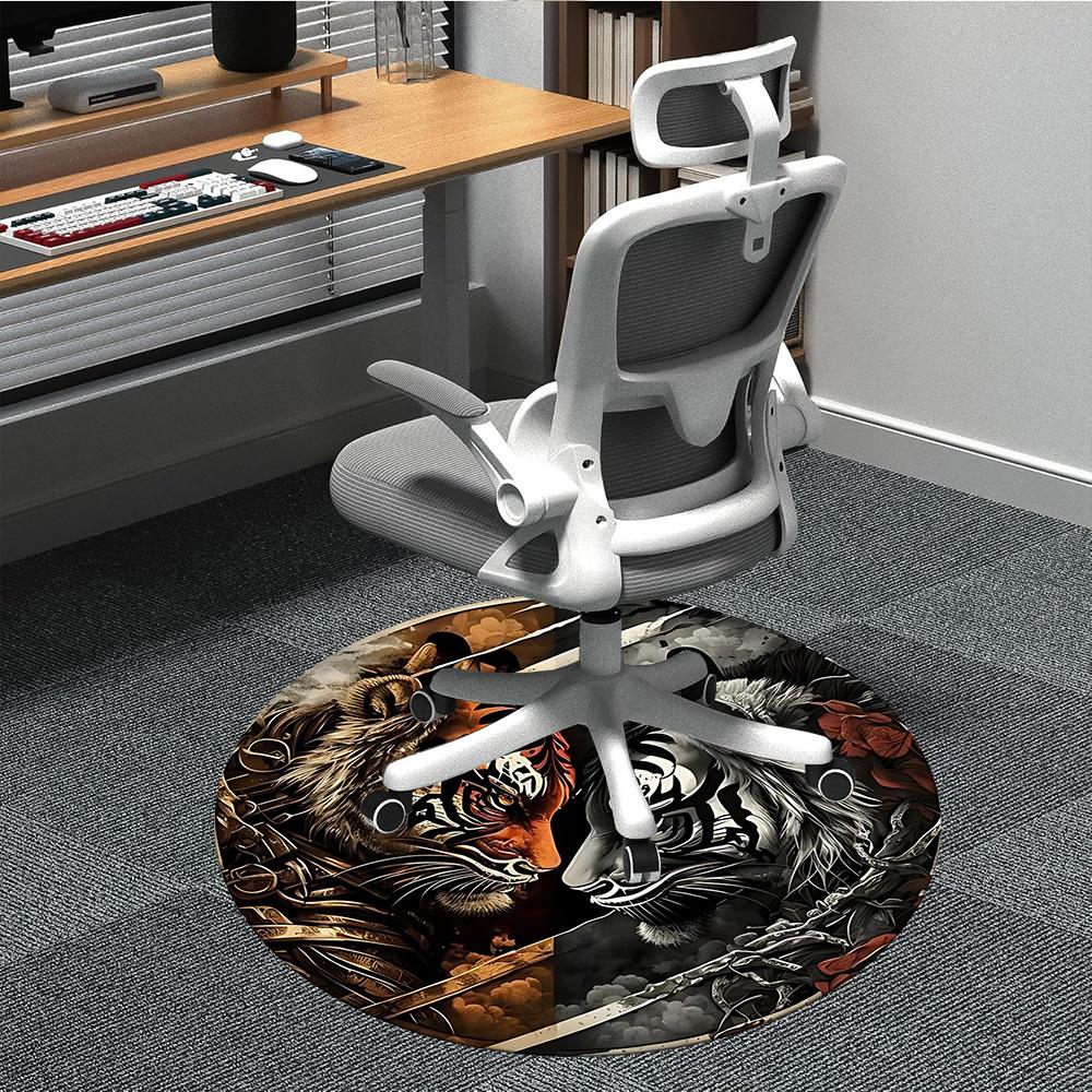

1pc Tiger Yin Yang Design Chair Carpet for Office, Soft Comfortable Mat For Office, Living Room, Bedroom, Machine Washable Carpet yy251112084 80cm by 80cm