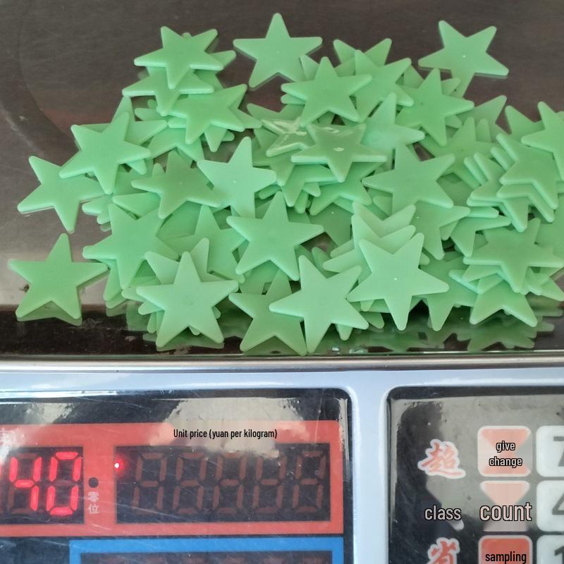 Luminous Star Wall and Window Stickers - Fluorescent 5-Point Stars with 3D Fridge Magnets