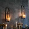 GAKA Wall Sconce Candle Holder Set of 2 Black Gold Rustic Wall Mount Metal Candle Holders Gothic Wall Hanging Iron Wall Candle Sconce Holder for