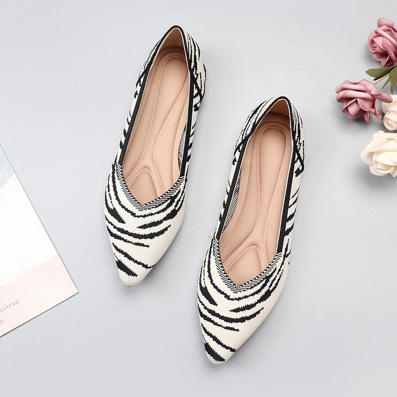 Spring and autumn flying knitting single shoes Doudou shoes flat bottom women's floating shoes boat shoes pregnant women knitted flying thread