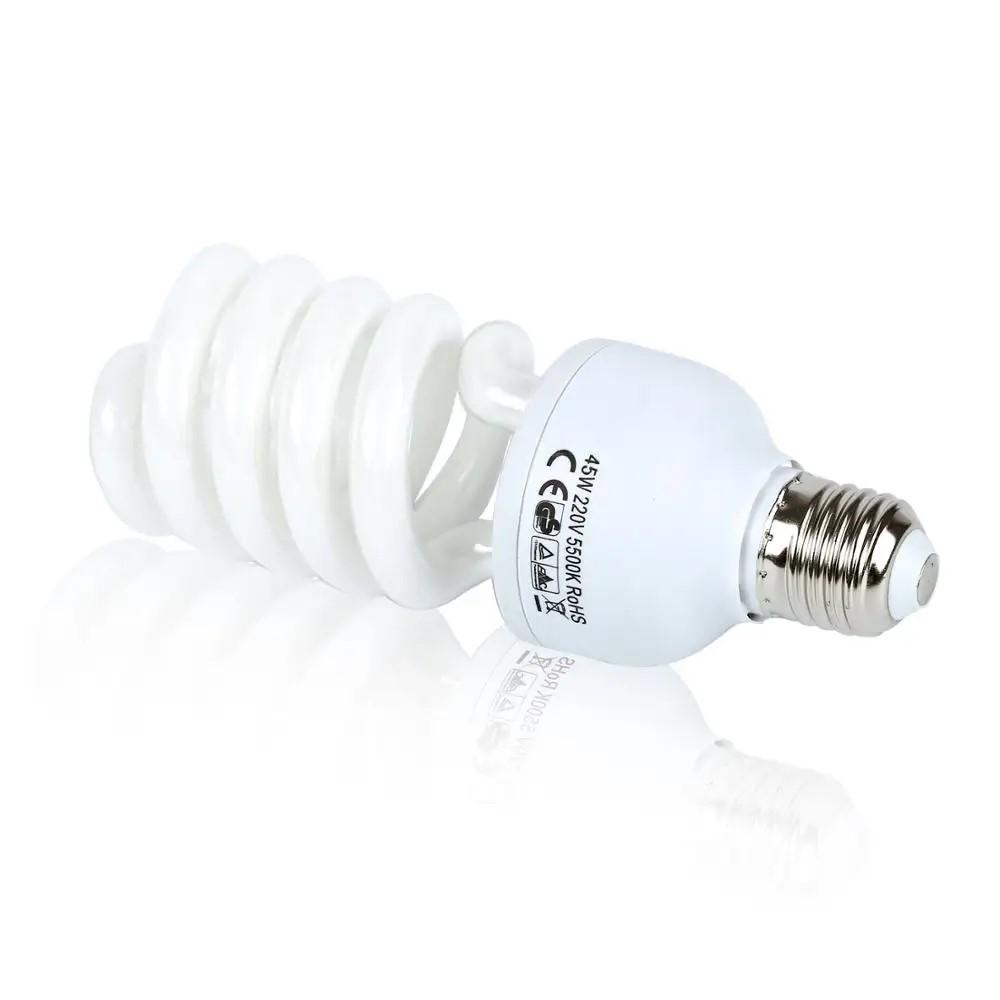 4 Pieces 45W 5500K High Brightness Photography Daylight Fluorescent Lighting Bulbs E27 Soft Box Photography Base AC 220V