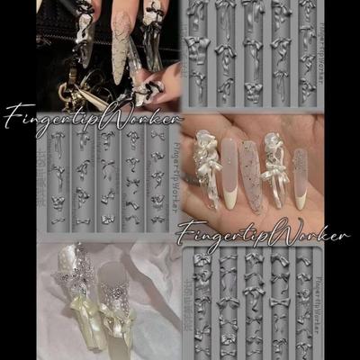 Ručně vyráběná silikonová forma pro nail art – mašle ze hedvábné stuhy – Vysoká průhlednost