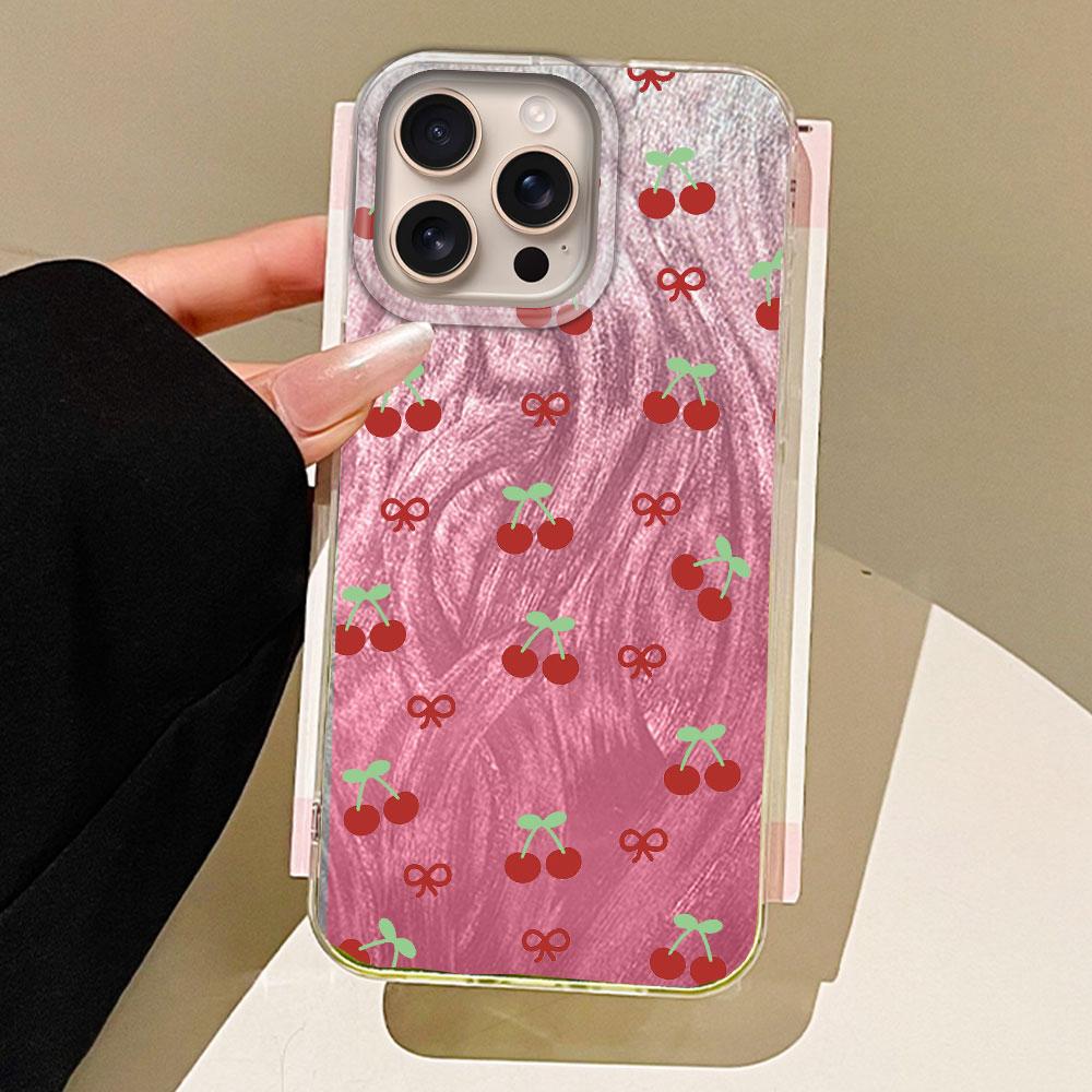 

Summer Sweet Red Circular Dot Cherry Phone Case for iphone 16 15 14 7 8 Plus 13 Pro Max X XS XR SE 2022 Silicone Shell TPU Cover iphone 13 Pro білий