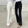 Women's White High-Waisted Micro-Flare Jeans - 2025 Spring Slimming Versatile Horseshoe Pants