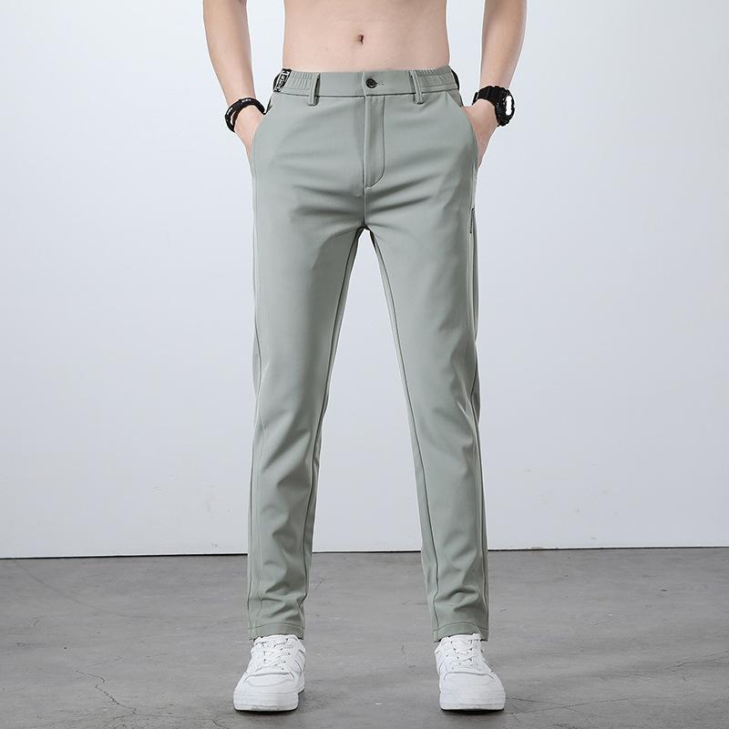 Sommer-Leicht-Freizeithose für Herren mit elastischem Bund Leicht gerader Schnitt Ultra-dünner Eis-Seidenstoff