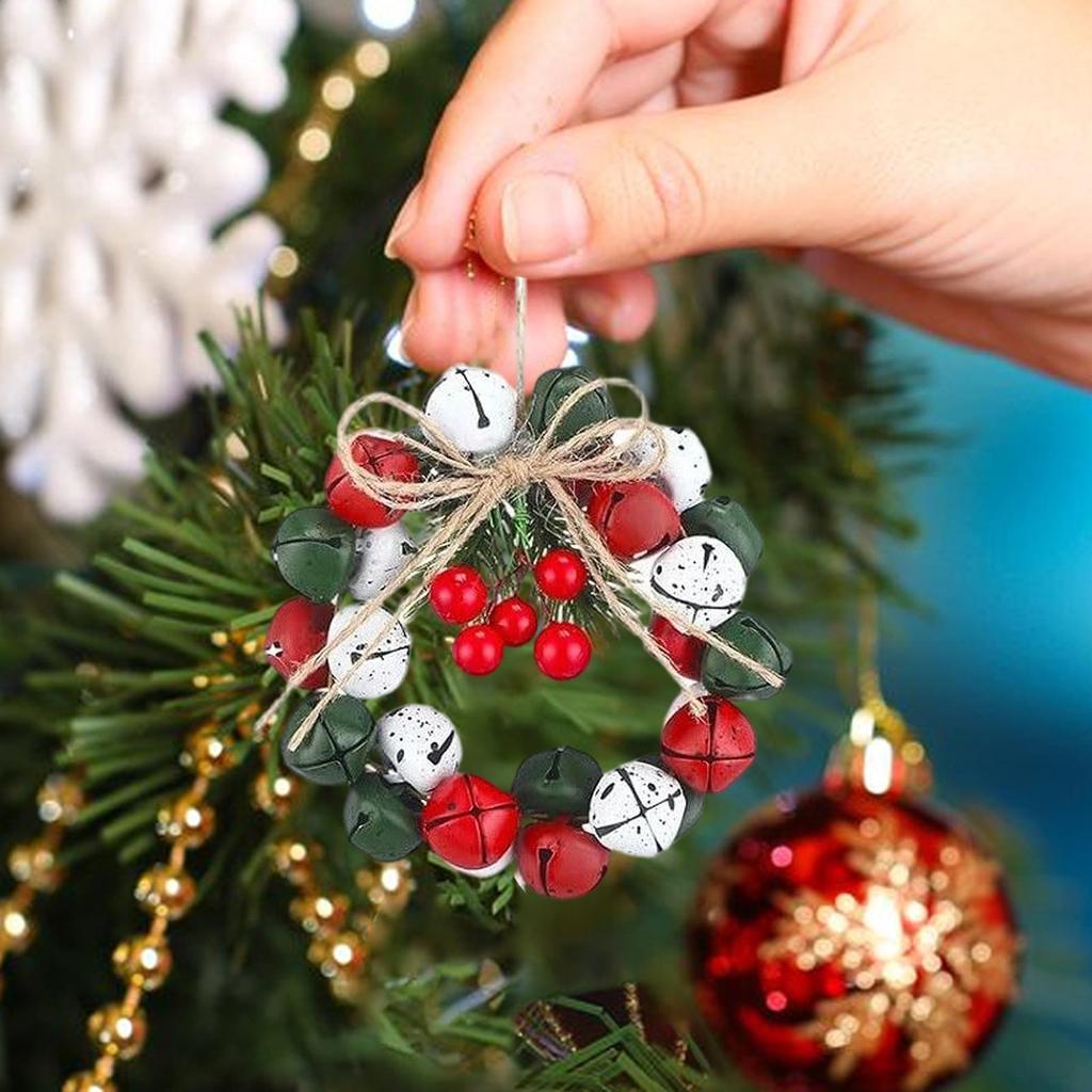 Christmas Wreath Indoor Vintage 2.5 Inch Bell Berry Wreath Decor Front Door Garland For Christmas Holiday Fireplace Mantle Porch