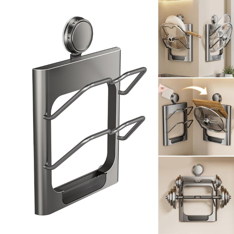 Multipurpose Wall Mounted Pot Lid Holder with Suction Design for Easy Installation and Space Saving In Kitchen