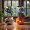 Interstellar Cosmic Resin Coffee Mugs Set - Celestial Shaped Cups Collection Including Moon Mars Jupiter Saturn Neptune Uranus