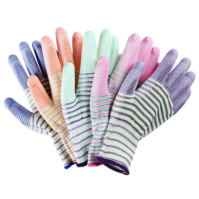 Miaoli Zebra Stripe PU Coated Palm Work Gloves