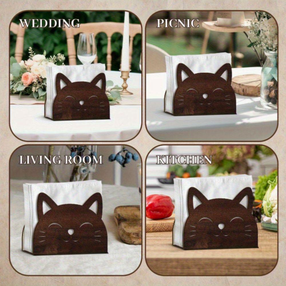 Cat Shape Design Wooden Cat Napkin Holder Wooden Material Decorative Tissue Rack  Cocktail Bar