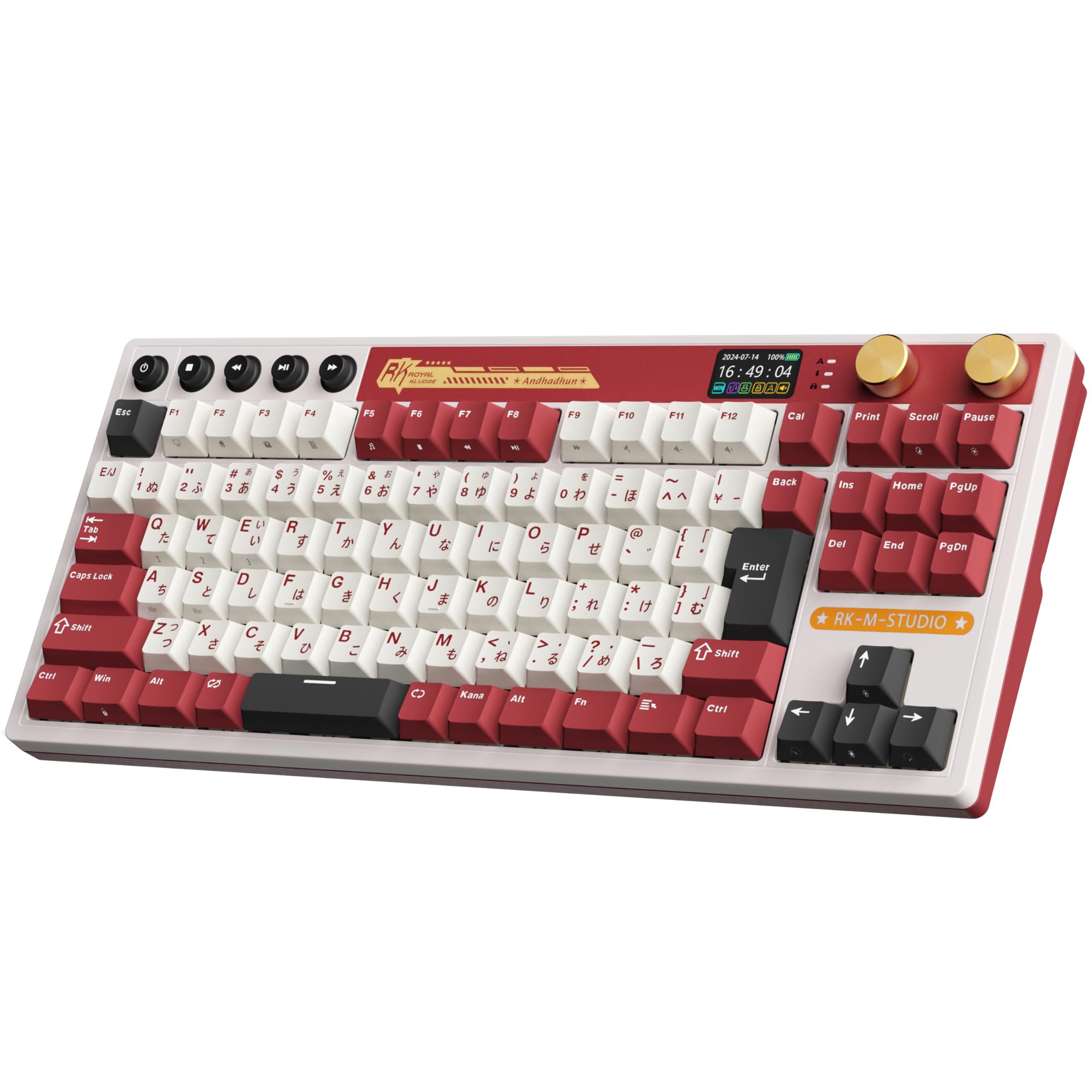 

RK ROYAL KLUDGE M87 Wireless Gaming Keyboard Japanese layout Equipped with LCD screen & dual knobs 75% size, gasket mount structure