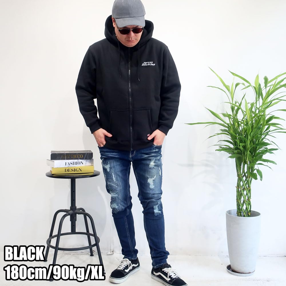 Men's Dickies Zip Hoodie, Fleece-Lined, Long Sleeve, Sizes M, L, XL, 10001730 (M, Black)