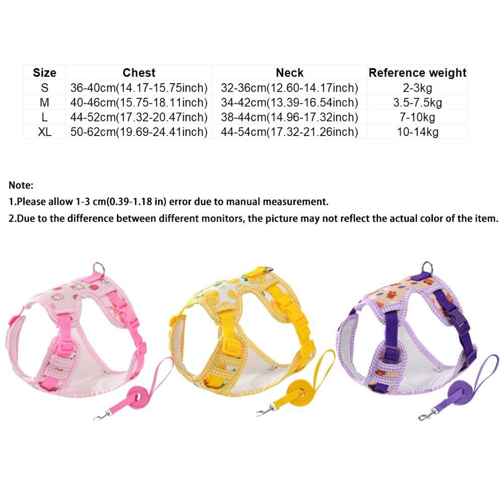 Adjustable Dog Harness Leash Set Cartoon Pattern Breathable Dog Harness Vest Comfort Fit Escape-Proof Pet Walking Rope
