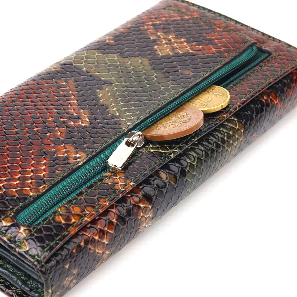 Women's Horizontal Wallet Made of Genuine Leather with Snake Embossing CANPELLINI Wallet 21648 Multicolour