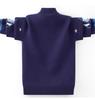 Boys' & Girls' Zip-Up Baseball Jacket, Fleece-Lined Knitted Cardigan for Kids, Spring/Autumn Style