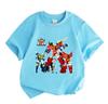 Kids Boys Girls Crew Neck Short Sleeve 100% Cotton T-Shirt Cool Mecha Robot Graphic Casual Tees for Children Summer Soft Breathable Comfortable Daily
