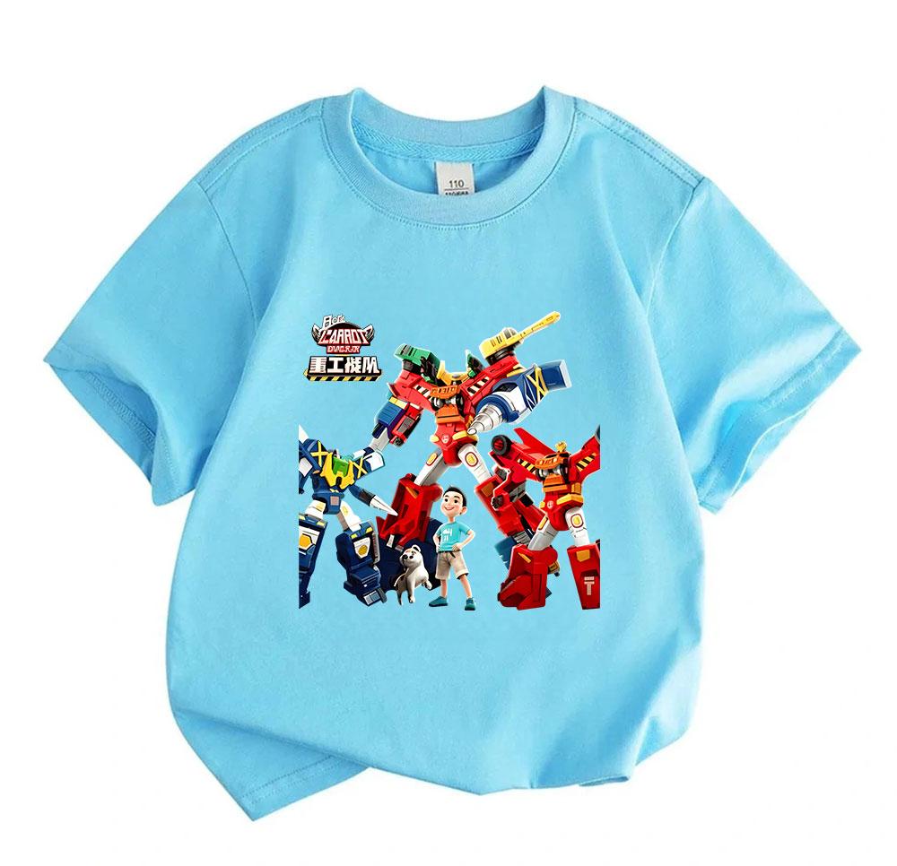 Kids Boys Girls Crew Neck Short Sleeve 100% Cotton T-Shirt Cool Mecha Robot Graphic Casual Tees for Children Summer Soft Breathable Comfortable Daily