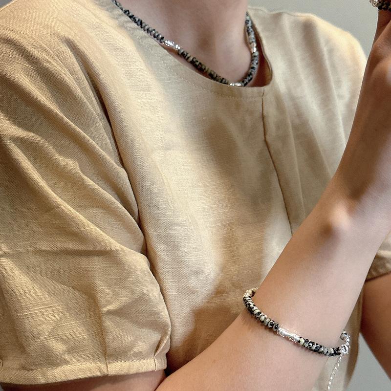 S925 Sterling Silver Niche Design Sense Personalized Beaded Spot Necklace Simple Handmade Design Fashion Set