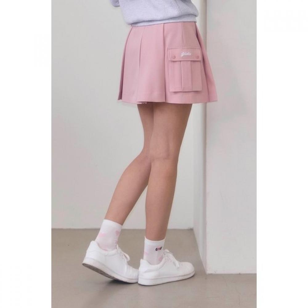 Goxo Pleats Skirt Pink Two Pocket Model S(25-27)