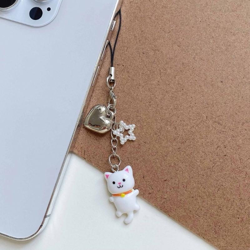 Practical Handmade Beadwork Cats Hanging Ornament Versatile Phone Charm Portable for Styles Upgrades Daily Use