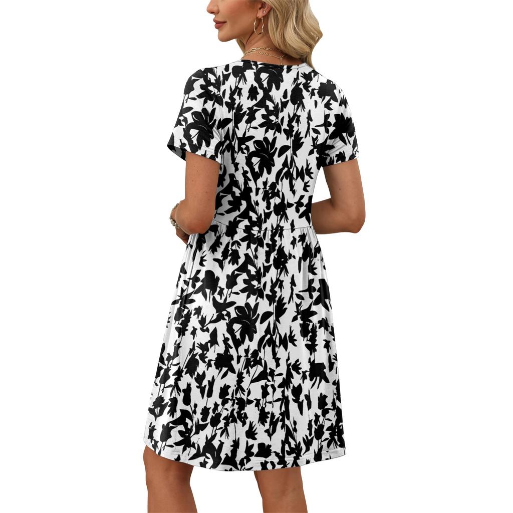 Dresses For Women Short Sleeve O Neck Casual Dresses Waist Maternity Dress With Pockets