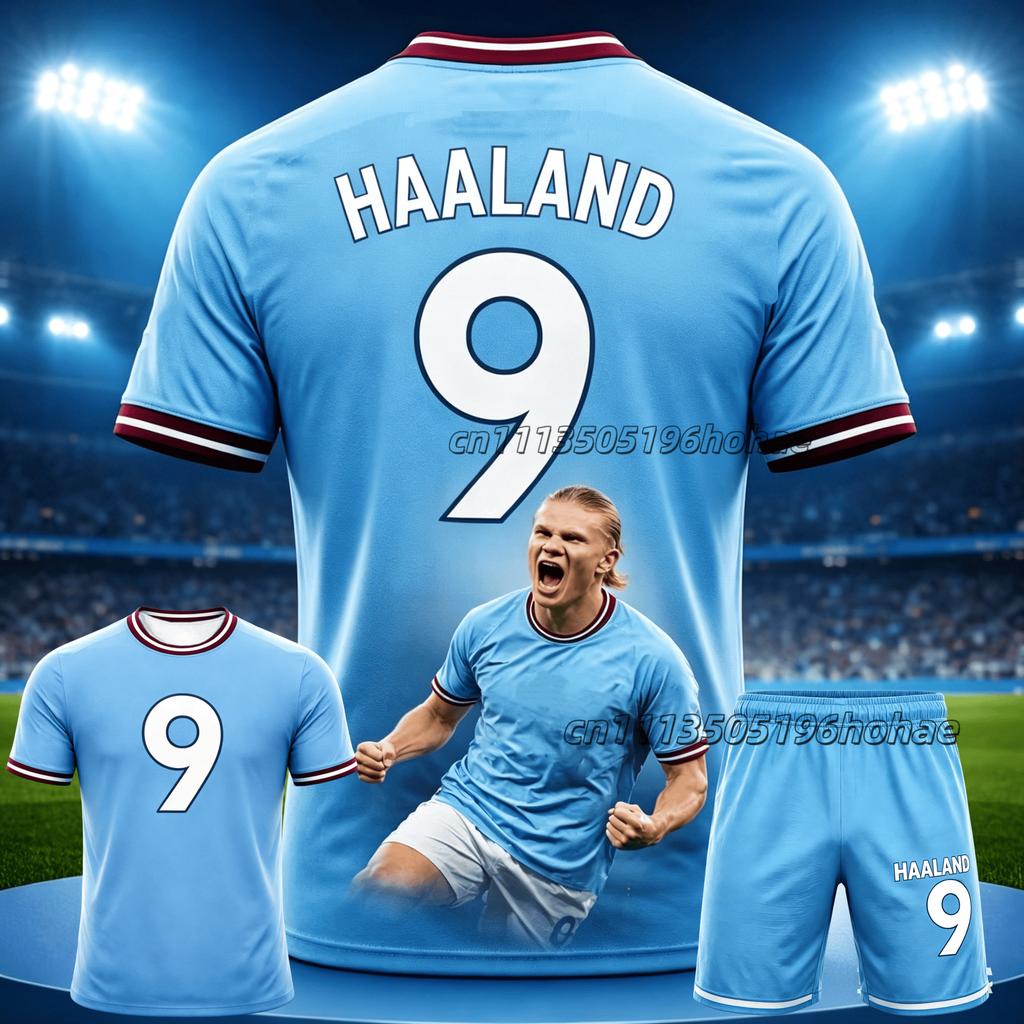 Star Fotbal # Harland Nr. 9 # Cămașă Imprimată Uscare Rapidă Haine de Antrenament Set de Tricou și Pantaloni Scurți Sportswear de Var pentru Adulți/Copii