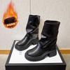 Herbst/Winter Dicksohlige Kurze Stiefel für Damen Neuer Stil Damen Erhöhtes Kleines Design Gefühl Hosenärmel Lederstiefel