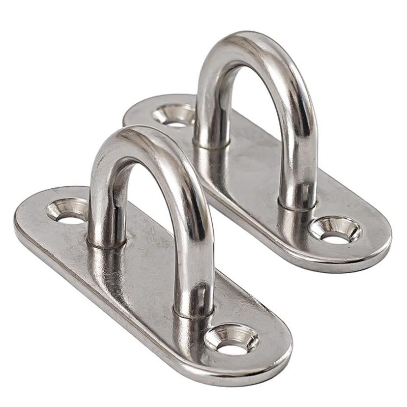 M5-M12 304 Stainless Steel Hook Eye Plate Heavy Duty Round/Square/Oval/Diamond Pad Staple Ring Hook Loop U-Shaped Eyelet Bracket