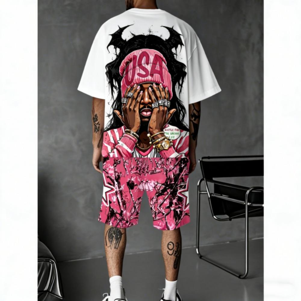 Summer Kids Set Funny Anime Printed Kids T-shirt and Shorts 2 Piece Set Summer Casual Outdoor Boys and Girls Outfit Kids Clothing 100