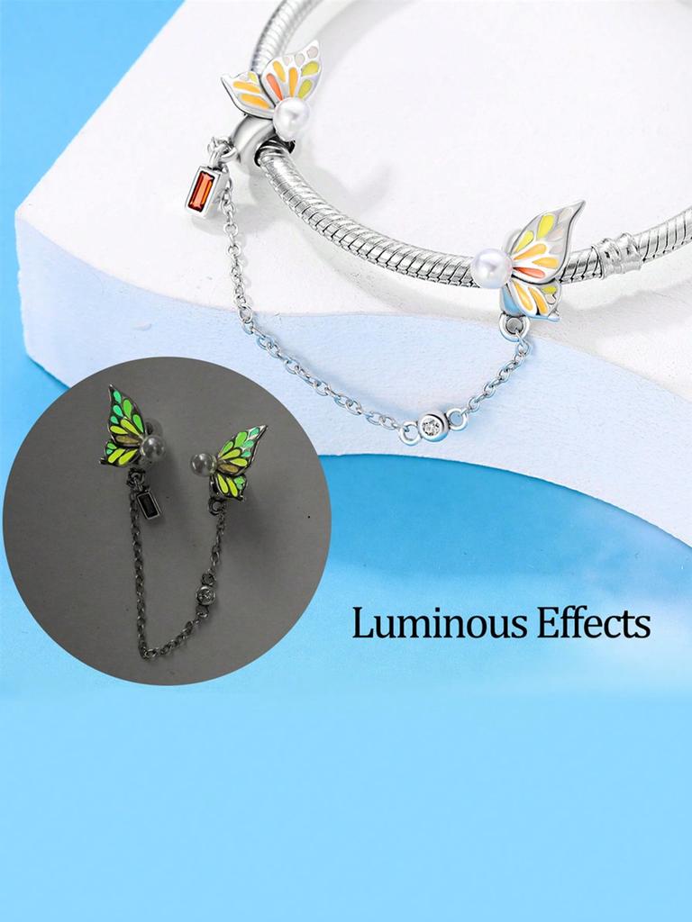 Butterfly Loves Safety Chains Beads Charm Copper Plated Fit Charms Copperoriginal Bracelet For Jewelry Making Diy Charm